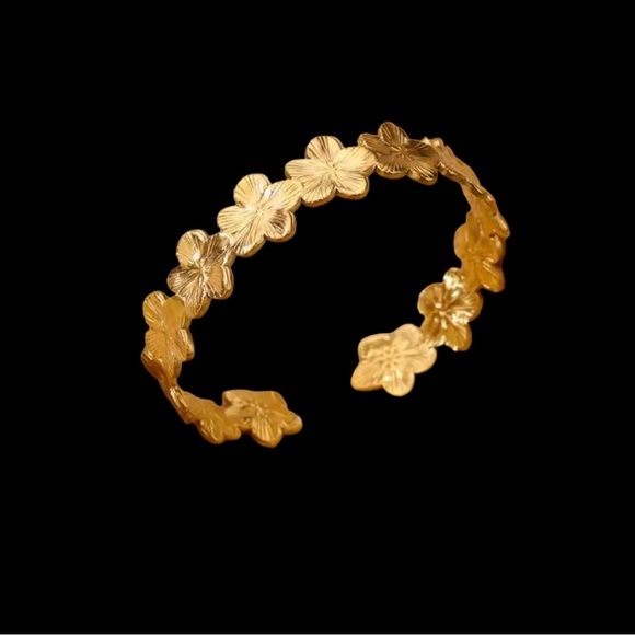 Stainless Steel Gold Adjustable Cuff Bracelet - Picture 2 of 3